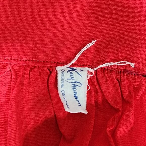 Kay Shannon Apron Red White Check Black Tea Coffee Pot Hand Made Vintage - Picture 6 of 6